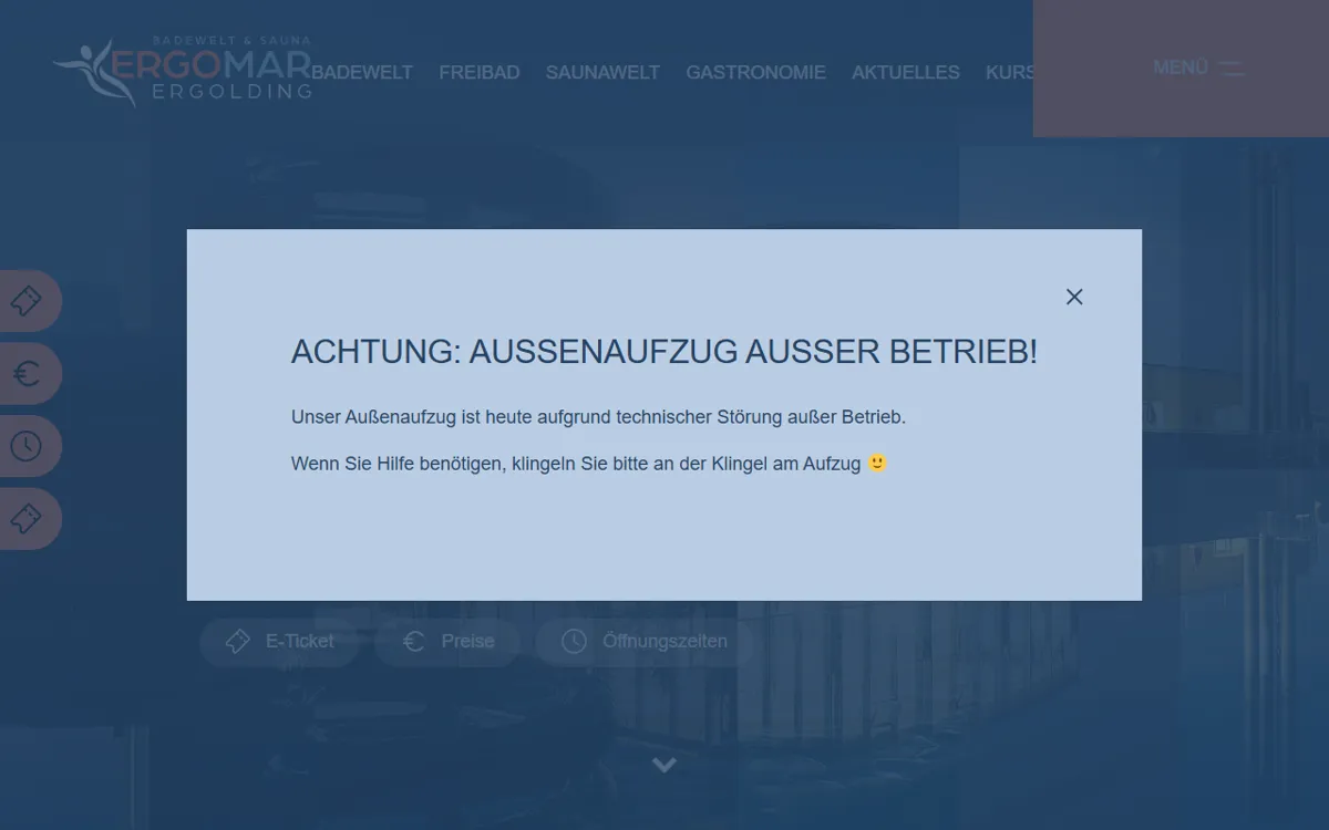 ERGOMAR Ergolding Badewelt & Sauna - Öffnungszeiten nur Badewelt - siehe Homepage