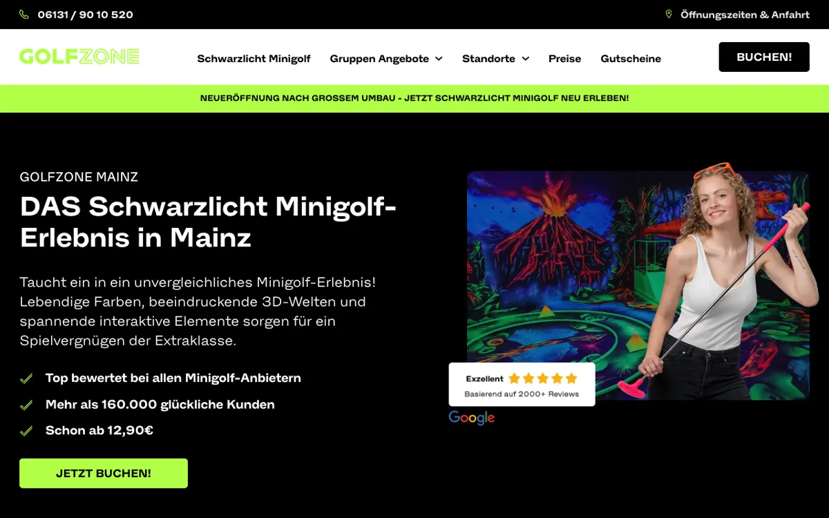 GlowZone 4D Schwarzlicht Minigolf Mainz