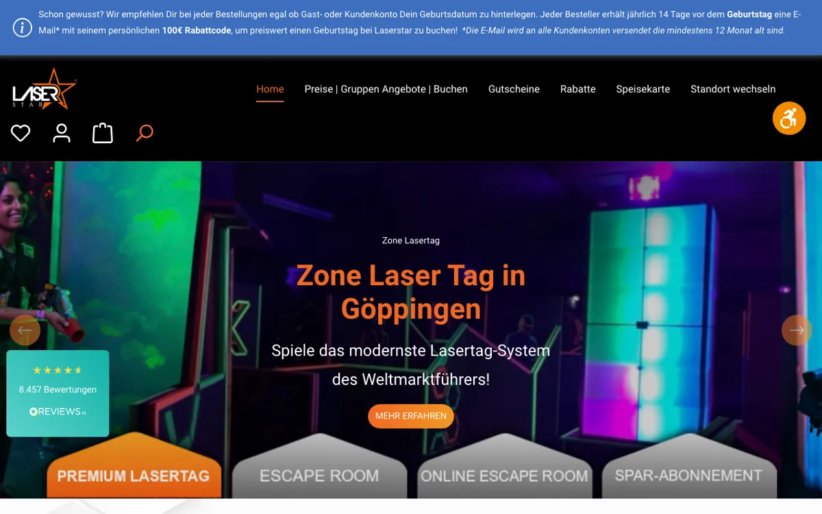 Laserstar® Göppingen Zone Lasertag, Live Escape Räume & Arcade Games