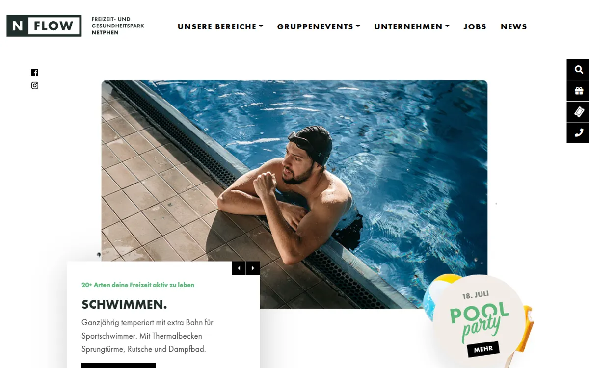 N-FLOW Freizeitbadhauptgebäude inkl. Physio-, Sauna- und Gastronomie Netphen