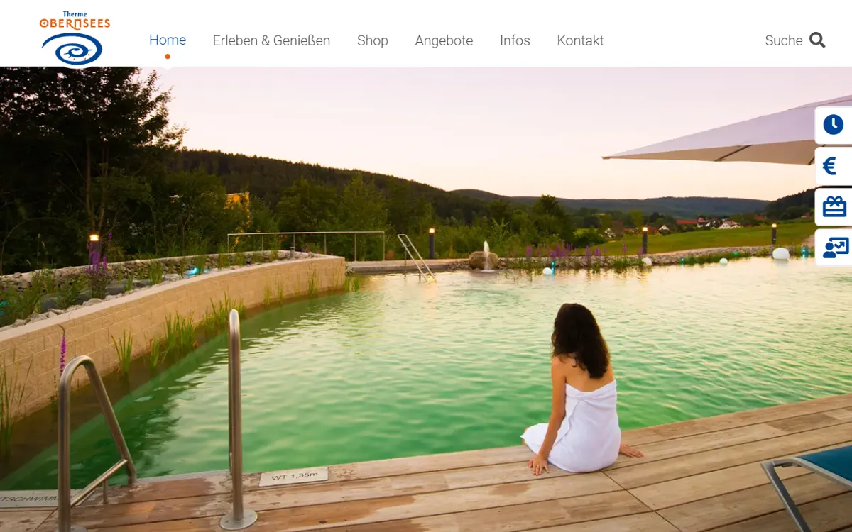Therme Obernsees (Bad bis 21 Uhr geöffnet, Sauna bis 22 Uhr)