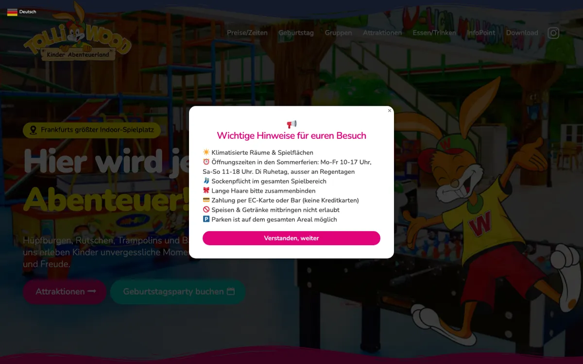 Tolliwood Kinder Abenteuerland Frankfurt